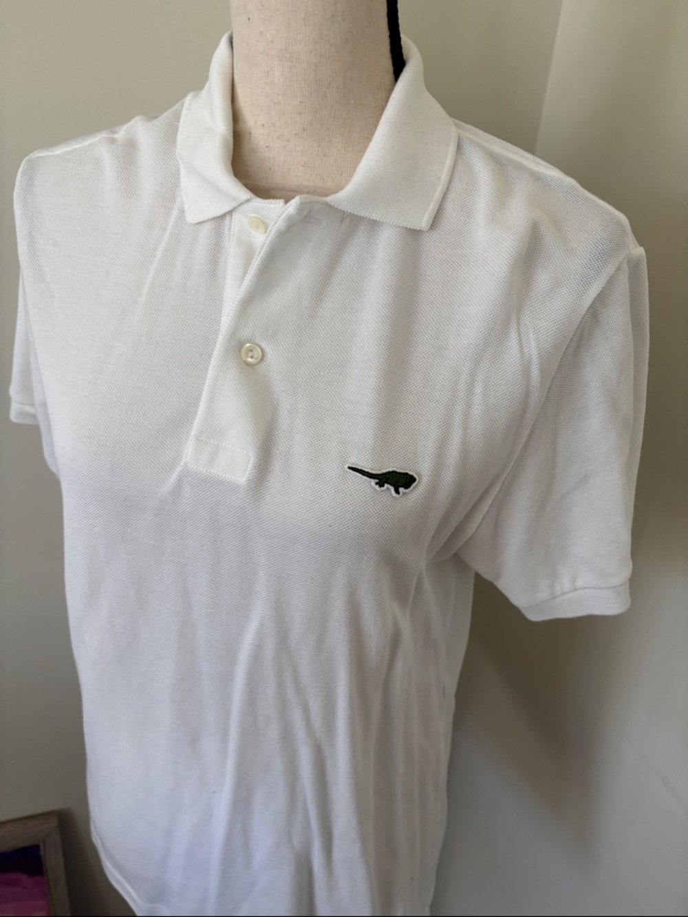 Lacoste White Polo with Green Crocodile Logo - Picture 2 of 5